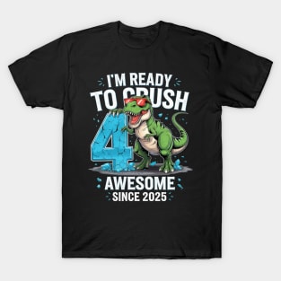 4th Birthday T Rex Dinosaur Party Boys Rawr I'm 4 2025 T-Shirt